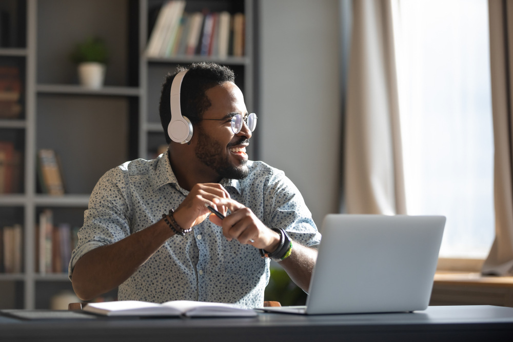 Man listening to audiobook