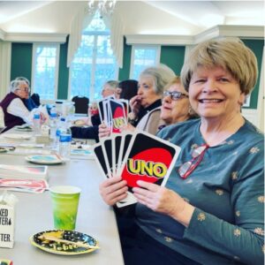 Seniors playing giant uno