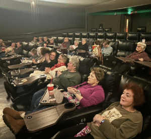 Seniors watching movie